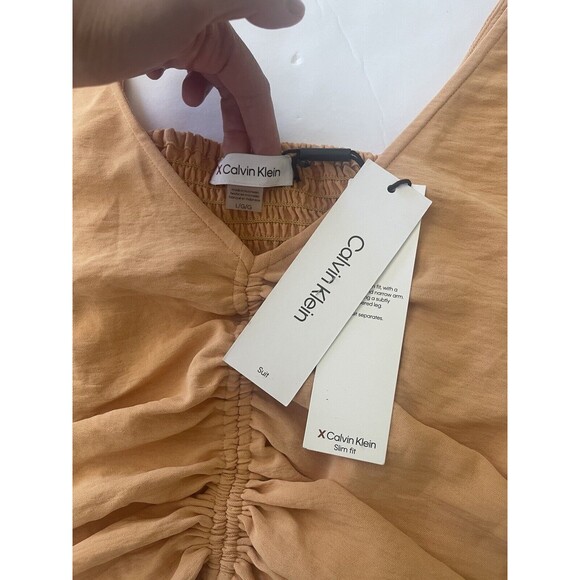 NWT Calvin Klein Beige‎ Top Adjustable Drawstring Size Large - Picture 2 of 7